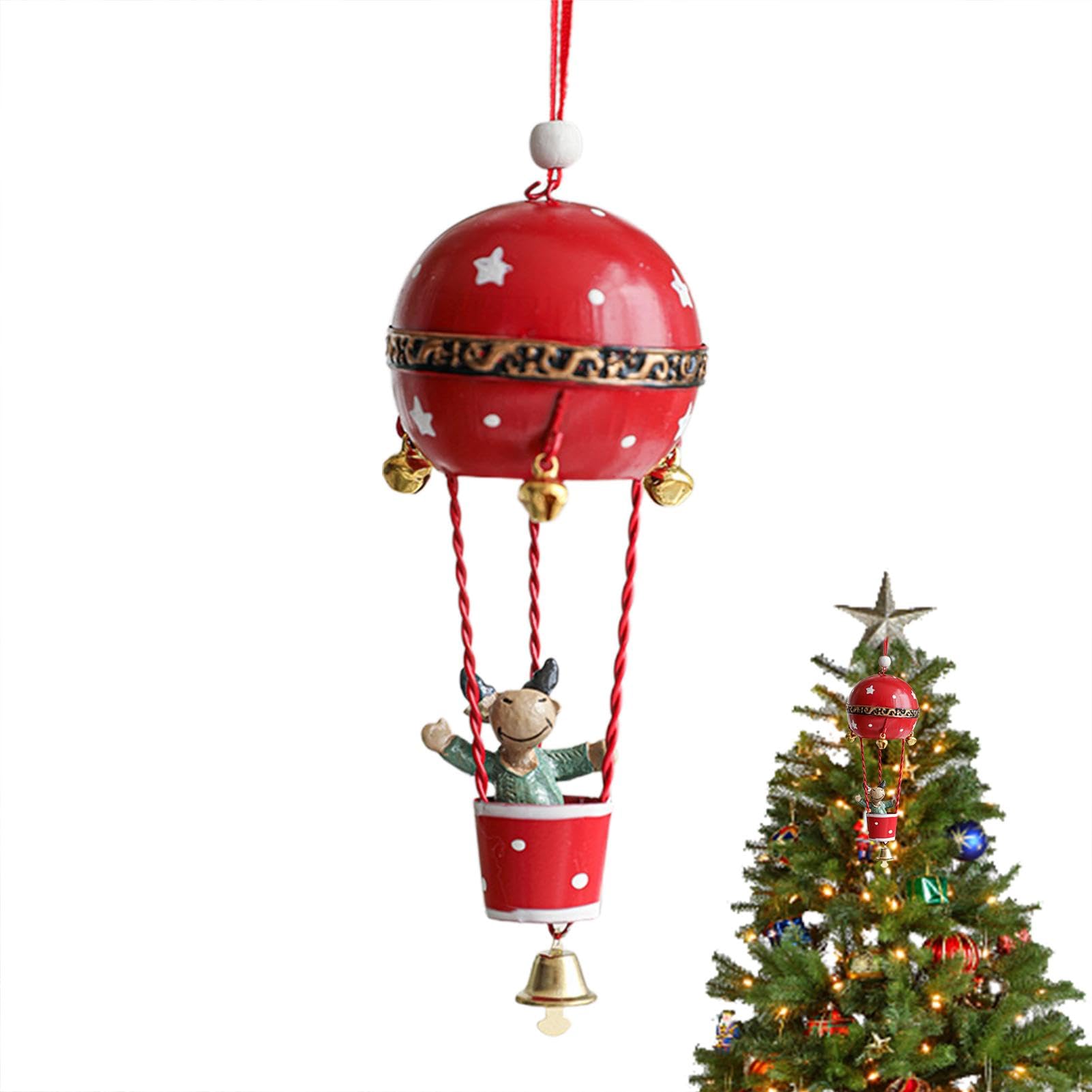 Amazon.co.jp: クリスマス熱気球オーナメント、ベル付き、熱気球